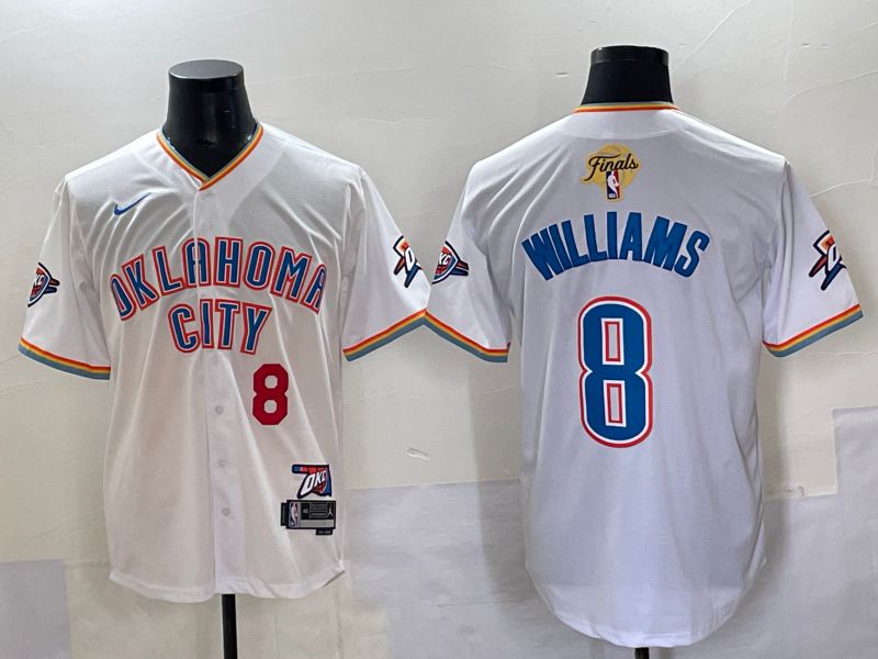 Men 2025 Oklahoma City Thunder #8 Williams White Nike Joint Name NBA Jersey style 4->ncaa teams->NCAA Jersey